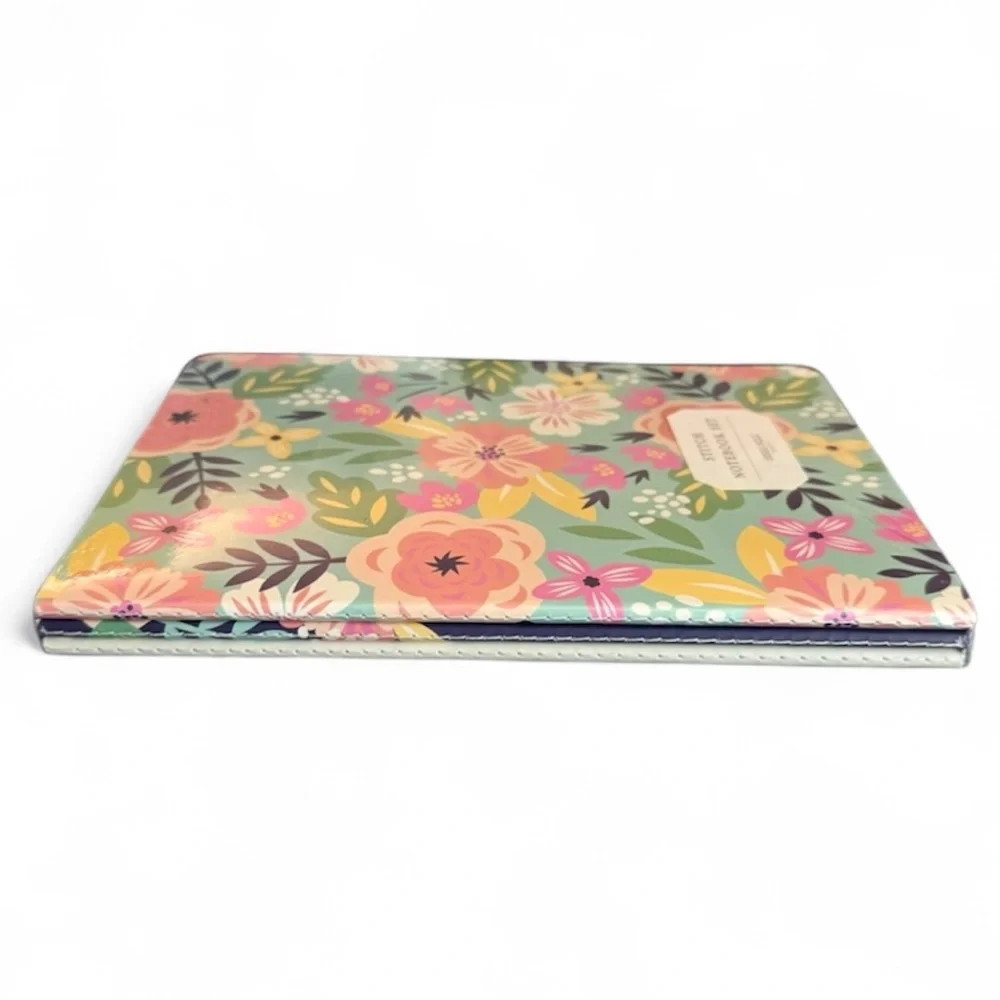 Steel Mill & Co. Mint Floral Lined Stitch Bound Notebook Set of Three 8.5